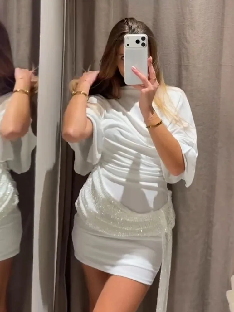 HH Woman Holiday Party Mini Dress 2026 Women Fashion Elegant White Short-Sleeved Backless Sequined Decoration Sexy Short Dress
HH Woman Holiday Party Mini Dress 2026 Women Fashion Elegant White Short-Sleeved Backless Sequined Decoration Sexy Short Dress