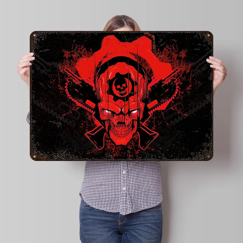 Металлический постер с изображением черепа из Gears of War, индивидуальный настенный декор, ретро-винтажные металлические таблички для фанатов, украшение для комнаты и дома, декор для стен
Металлический постер с изображением черепа из Gears of War, индивидуальный настенный декор, ретро-винтажные металлические таблички для фанатов, украшение для комнаты и дома, декор для стен