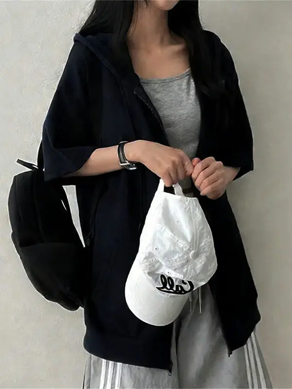 plus Size Hoodie Cardigan Short Sleeve Loose Fit Unisex Spring Summer Outerwear Casual Style Color Zipper Closure
plus Size Hoodie Cardigan Short Sleeve Loose Fit Unisex Spring Summer Outerwear Casual Style Color Zipper Closure