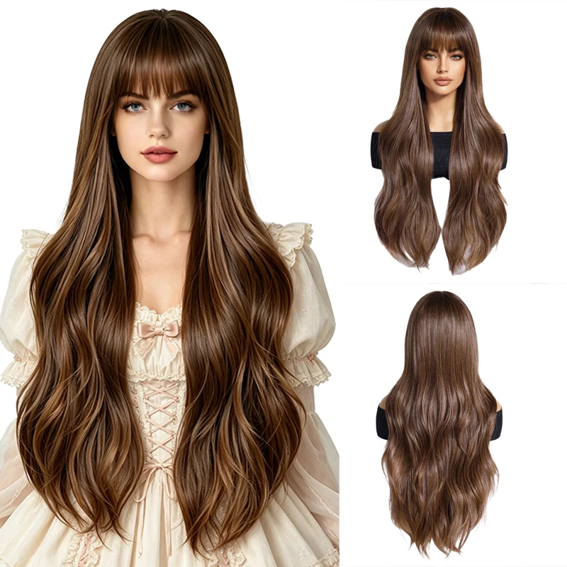 28 Inch Medium Brown Long Wavy Wig with Bangs Natural Looking Heat Resistant Synthetic Wig For Women Daily Party Cosplay Use
28 Inch Medium Brown Long Wavy Wig with Bangs Natural Looking Heat Resistant Synthetic Wig For Women Daily Party Cosplay Use
