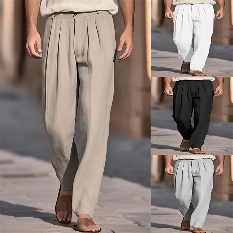 Men's Solid Color Simple Basic Casual Trendy Straight Wide Leg Linen Trousers Four Seasons Fashion Male Breathable Pants Clothes
Men's Solid Color Simple Basic Casual Trendy Straight Wide Leg Linen Trousers Four Seasons Fashion Male Breathable Pants Clothes