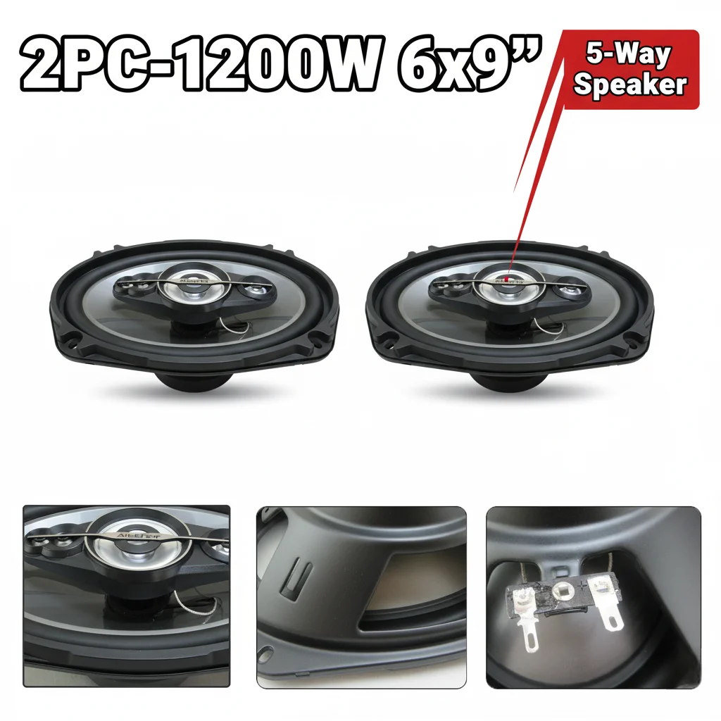 2 Pcs 5-Way Coaxial Car Speakers 6 Inch 9 Inch 1200W Max Power Full Range Audio System for 12V Universal Auto Sound Upgrade
2 Pcs 5-Way Coaxial Car Speakers 6 Inch 9 Inch 1200W Max Power Full Range Audio System for 12V Universal Auto Sound Upgrade