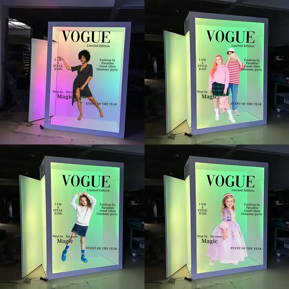 Magazine Photo Booth Box With Led Lights Silver Interior for High Angle Rental
Magazine Photo Booth Box With Led Lights Silver Interior for High Angle Rental