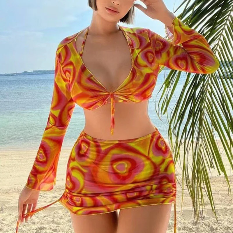 printed bikini set tie back swimsuit women bra top&bikini bottom&cover up top&split thigh skirt 4 pieces swimwear summer 2026
printed bikini set tie back swimsuit women bra top&bikini bottom&cover up top&split thigh skirt 4 pieces swimwear summer 2026
