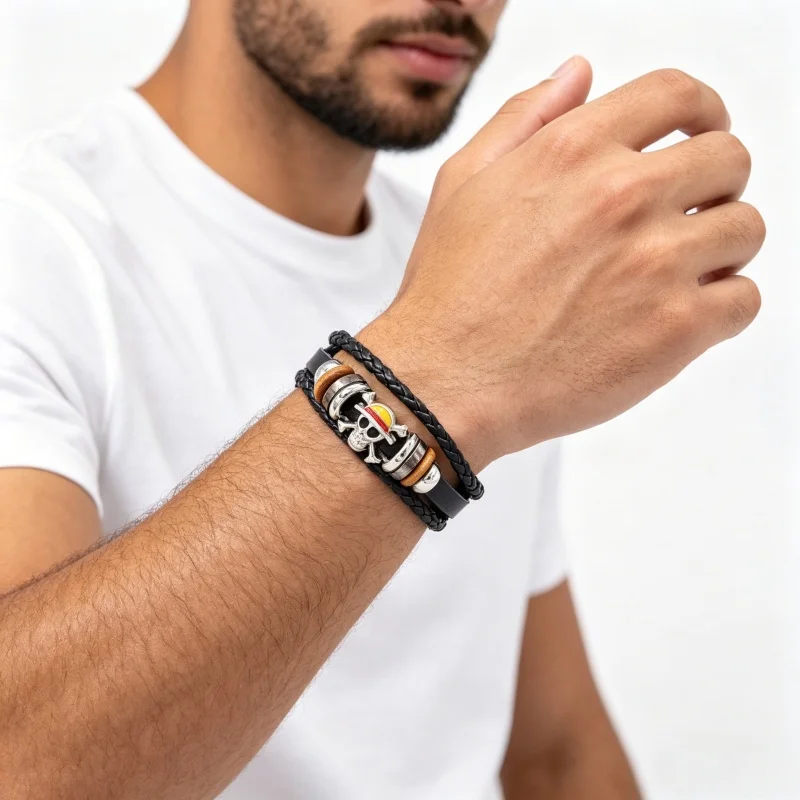 Cartoon Cute Anime One Piece Bracelet Luffy Pu Bracelet Cosplay Straw Hat Pirate Jewelry Leather Bracelet Birthday Gifts
Cartoon Cute Anime One Piece Bracelet Luffy Pu Bracelet Cosplay Straw Hat Pirate Jewelry Leather Bracelet Birthday Gifts