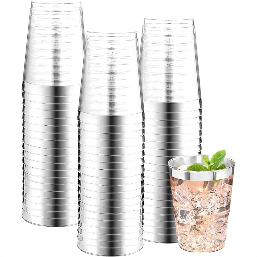 200 Pack Sier Plastic Cups 10 Oz Clear Plastic Cups Sier Rimmed Wine Glasses Heavy Duty Tumblers Drinking Cocktail Glasses fo
200 Pack Sier Plastic Cups 10 Oz Clear Plastic Cups Sier Rimmed Wine Glasses Heavy Duty Tumblers Drinking Cocktail Glasses fo