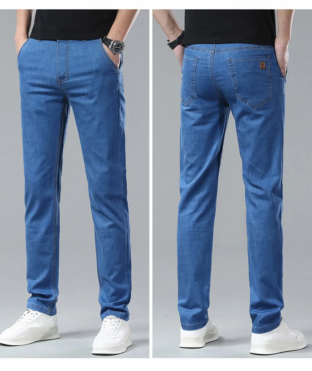 Summer Lyocell Men's Jeans Breathable Thin Casual Straight Stretch Business Work Denim Trousers Classic Fashion Brand Clothing
Summer Lyocell Men's Jeans Breathable Thin Casual Straight Stretch Business Work Denim Trousers Classic Fashion Brand Clothing