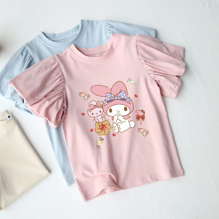 New Anime Sanrio Kuromi Cinnamoroll My Melody Kids T-Shirt Summer Cartoon Cute Print Loose Casual Baby Lantern Short Sleeve Tops
New Anime Sanrio Kuromi Cinnamoroll My Melody Kids T-Shirt Summer Cartoon Cute Print Loose Casual Baby Lantern Short Sleeve Tops