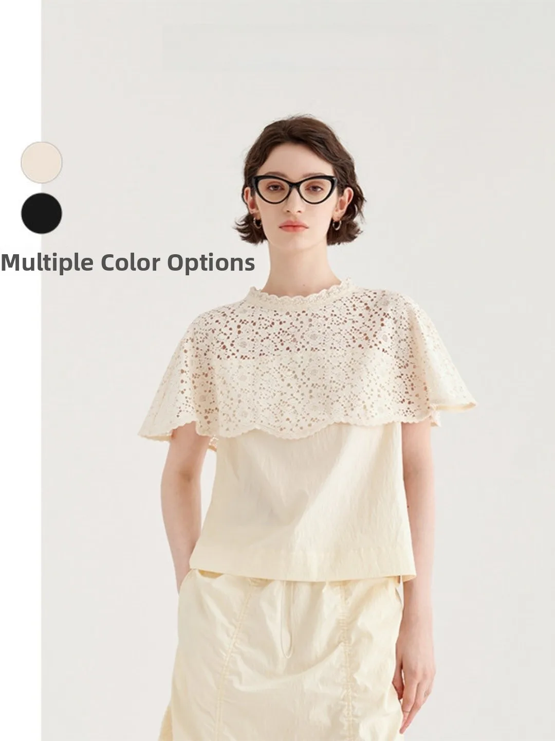 Chic Lace Hollow out Short Sleeve T-Shirt Women's Summer Fashion Top Street Style Beautiful Beige Color Loose Fit Casual Wear
Chic Lace Hollow out Short Sleeve T-Shirt Women's Summer Fashion Top Street Style Beautiful Beige Color Loose Fit Casual Wear