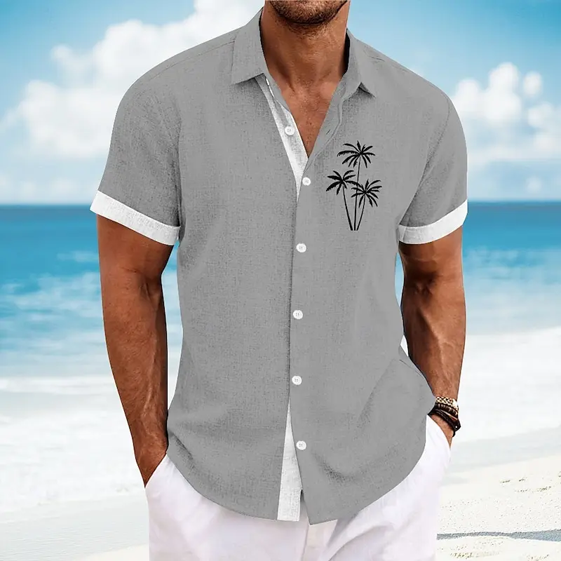 Men's plant-print casual shirt, Hawaiian short-sleeved resort style shirt, summer and spring collarless shirt, 3D printed lightw
Men's plant-print casual shirt, Hawaiian short-sleeved resort style shirt, summer and spring collarless shirt, 3D printed lightw