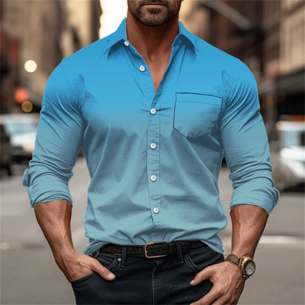Men's long-sleeved gradient shirt casual shirt new lapel advanced handsome high quality extra large size XS-6XL men's clothing
Men's long-sleeved gradient shirt casual shirt new lapel advanced handsome high quality extra large size XS-6XL men's clothing