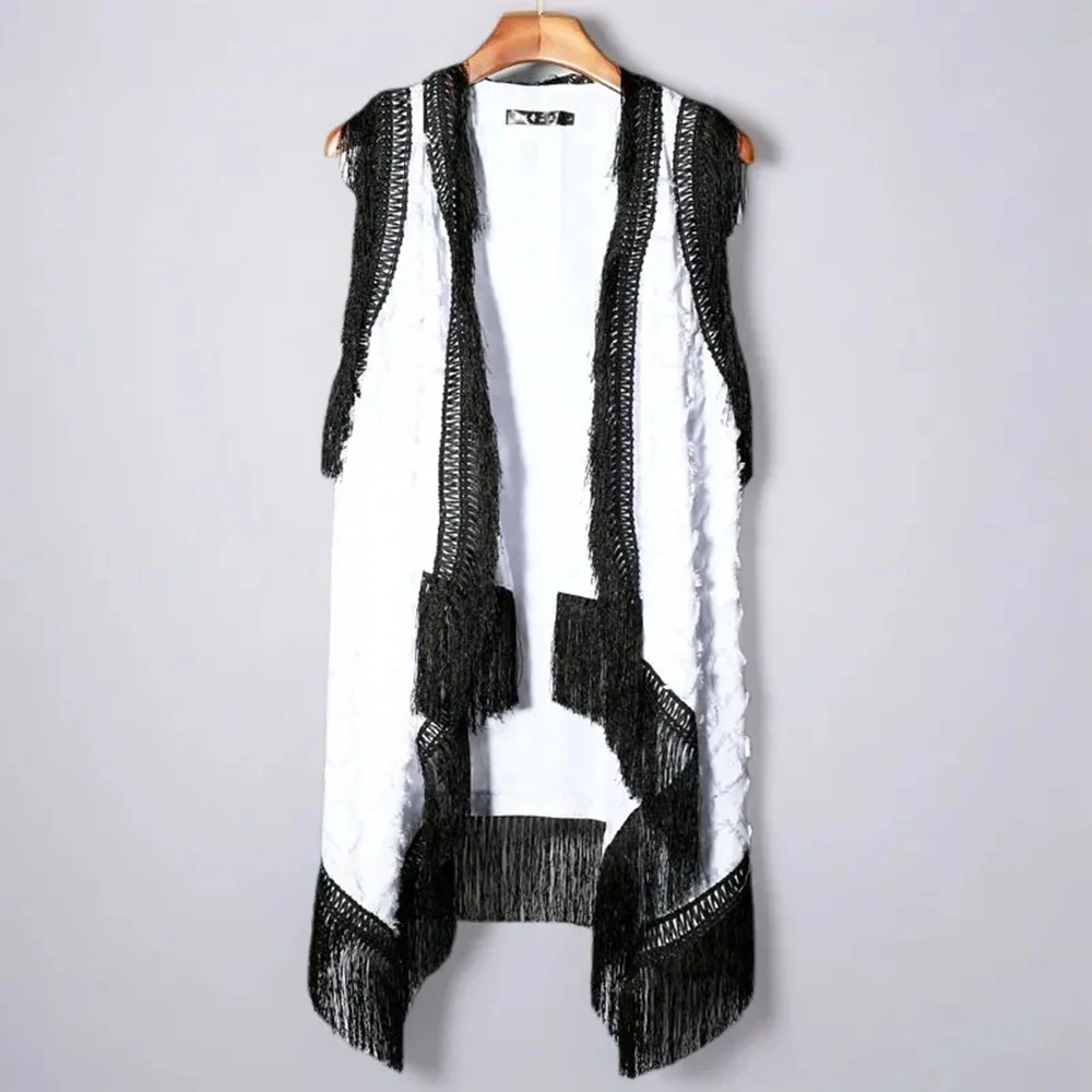 Mens Vest Tassel Ballroom Cape Cloak Streetwear Fashion Youth Campus Stage Performance Sleeveless Top Men'S Clothing 2025 New
Mens Vest Tassel Ballroom Cape Cloak Streetwear Fashion Youth Campus Stage Performance Sleeveless Top Men'S Clothing 2025 New