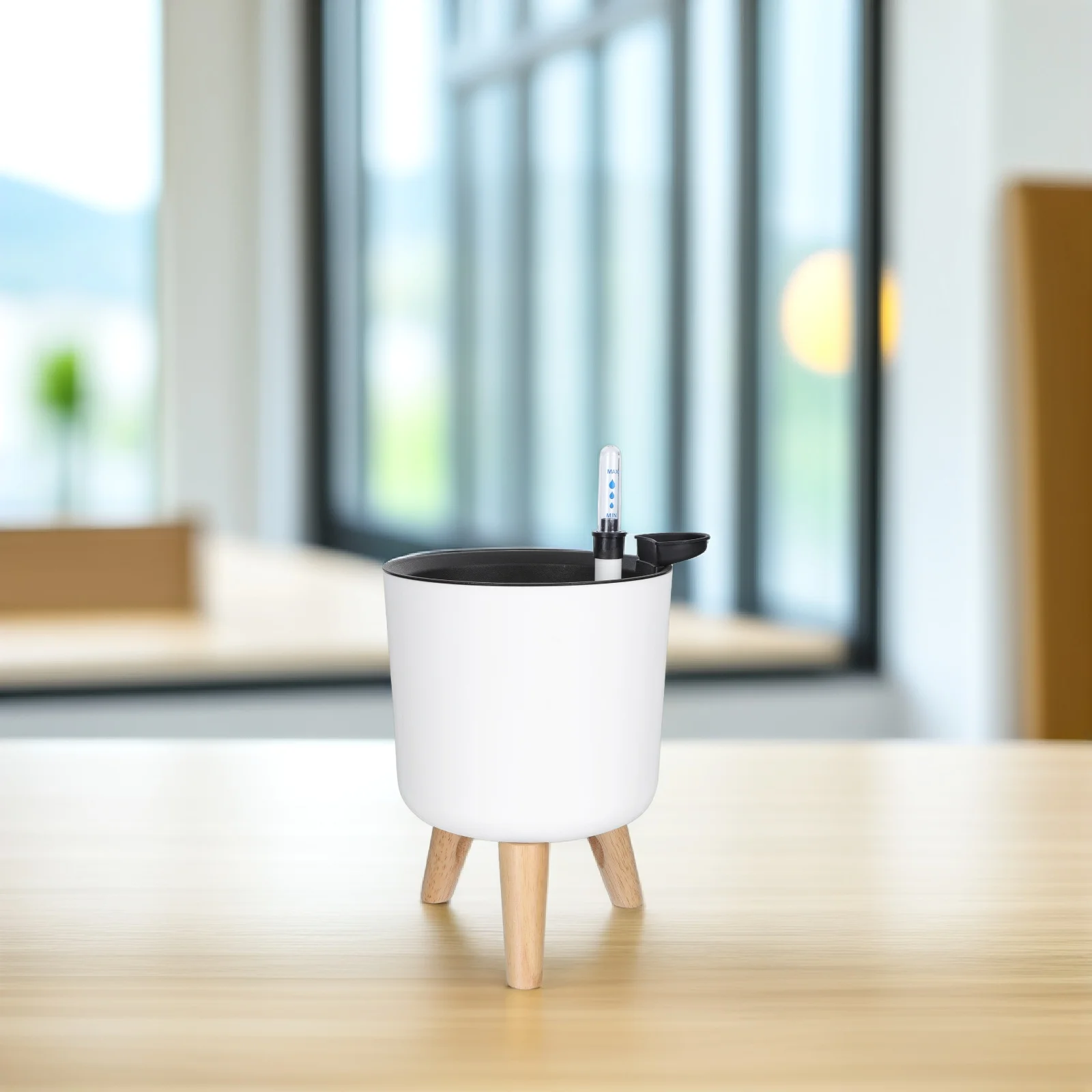 1pc Self Watering Planter 170x150mm White Flowerpot with Wood Feet Water Level Indicator for Garden Balcony Decor
1pc Self Watering Planter 170x150mm White Flowerpot with Wood Feet Water Level Indicator for Garden Balcony Decor