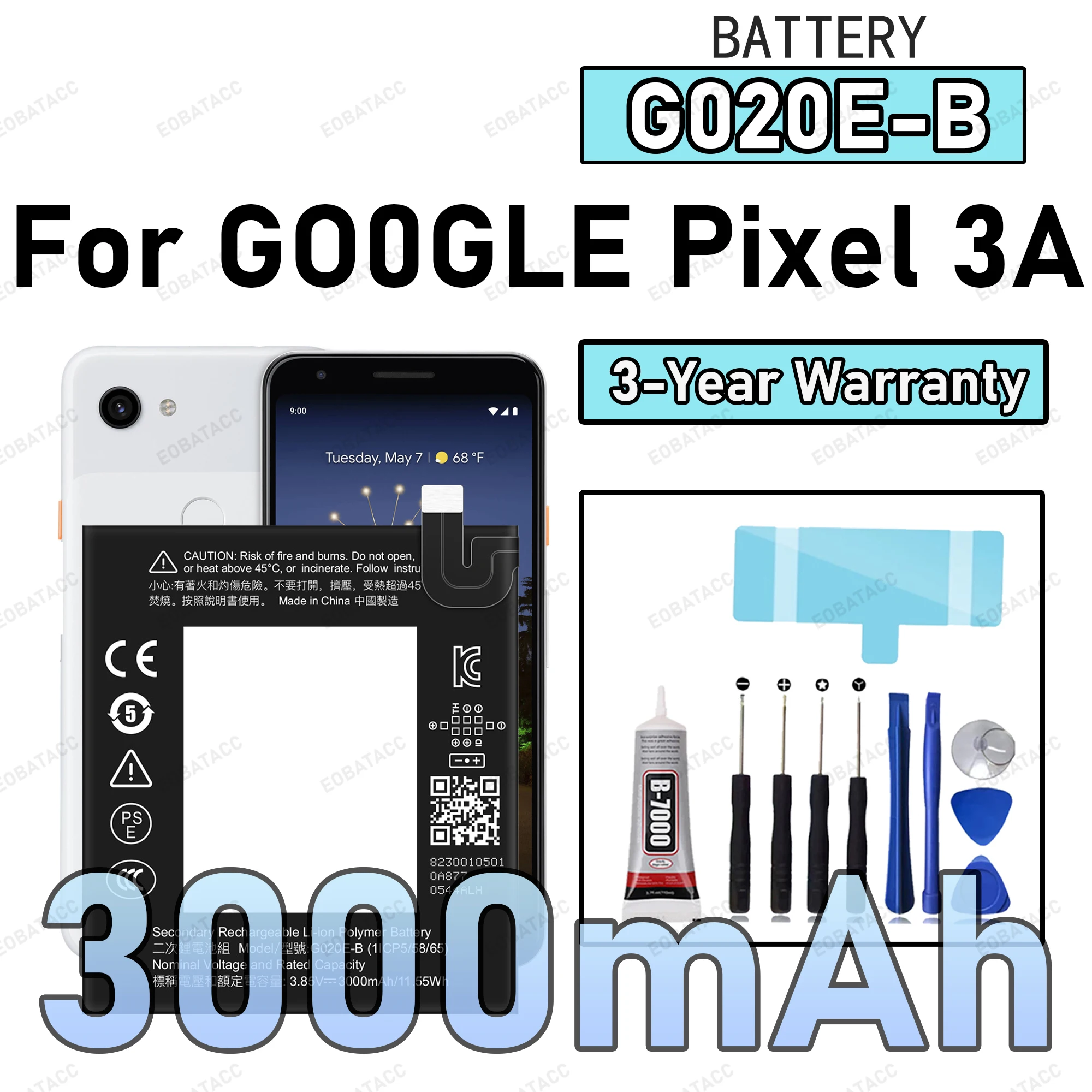 100% New Zero Cycle G020E-B Battery For GOOGLE Pixel 3A Phone Replacement Bateria +Free Tools
100% New Zero Cycle G020E-B Battery For GOOGLE Pixel 3A Phone Replacement Bateria +Free Tools