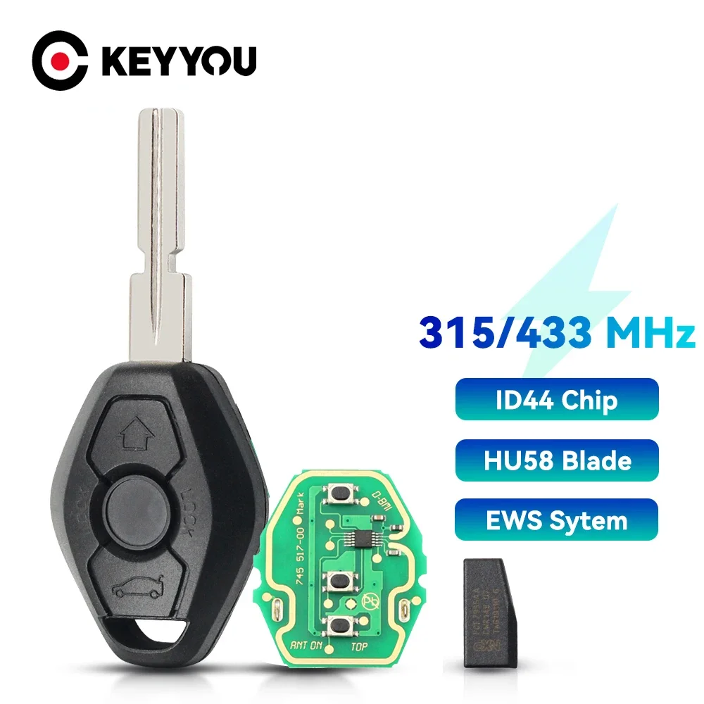 KEYYOU EWS Sytem ID44 Chip Fob For BMW E38 E39 E46 X3 X5 Z3 Z4 1/3/5/7 Series 315/433MHz Keyless Remote Car Key 
KEYYOU EWS Sytem ID44 Chip Fob For BMW E38 E39 E46 X3 X5 Z3 Z4 1/3/5/7 Series 315/433MHz Keyless Remote Car Key