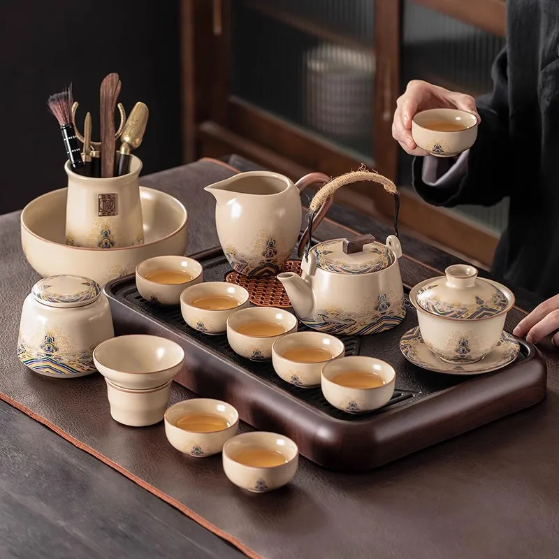 Mi Huang Ru Kiln Kung Fu Tea Set, Home Reception Ceramic Teapot, Tea Cup, Tea Tray Set, Office Tea Set
Mi Huang Ru Kiln Kung Fu Tea Set, Home Reception Ceramic Teapot, Tea Cup, Tea Tray Set, Office Tea Set
