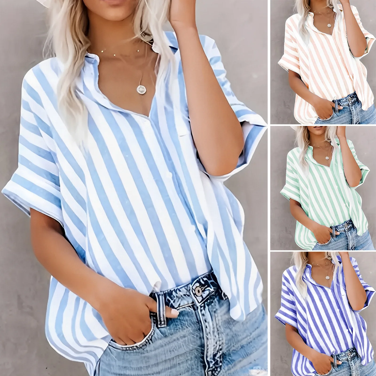High Quality Hot Selling Wholesale 2025 Leisure Commuting Printed Striped Contrasting Short Sleeved Shirt Top Women's Clothing
High Quality Hot Selling Wholesale 2025 Leisure Commuting Printed Striped Contrasting Short Sleeved Shirt Top Women's Clothing
