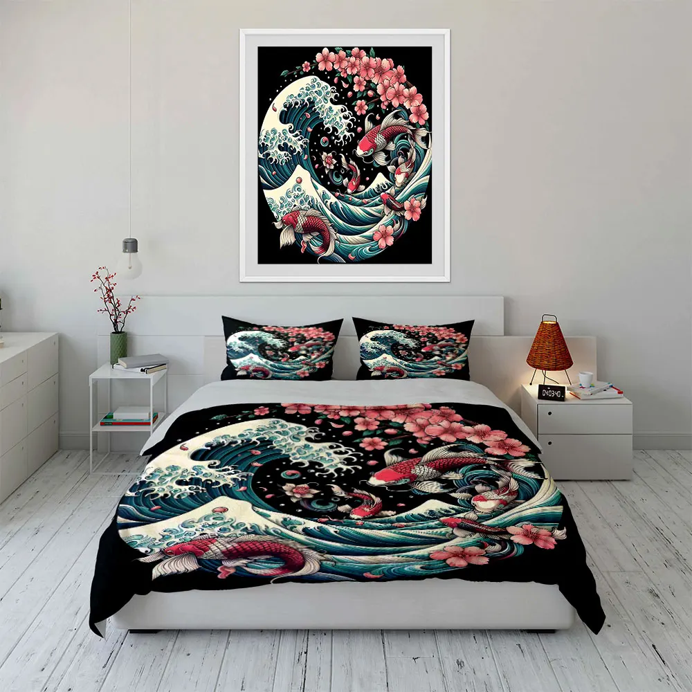 Koi Fish Floral Artwork Set Bedding Set with 1 Duvet Cover 2 Pillowcases Single Double King Queen, Gift
Koi Fish Floral Artwork Set Bedding Set with 1 Duvet Cover 2 Pillowcases Single Double King Queen, Gift