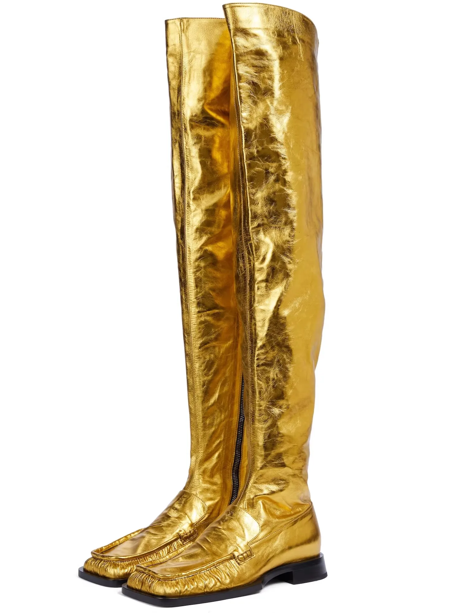 Over The Knee Boots Women Thigh High Boots Gold 43 Fashion Flat Chunky Shaft Low Heel Boots Fold Catwalk Zipper New Square Head
Over The Knee Boots Women Thigh High Boots Gold 43 Fashion Flat Chunky Shaft Low Heel Boots Fold Catwalk Zipper New Square Head