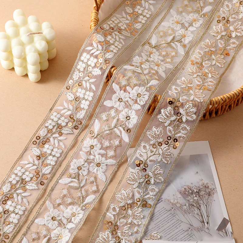 30Yards Ethnic Embroidered Sequins Lace Trim Floral Ribbon for DIY Hair Accessories,Clothing Sewing Craft Supplies
30Yards Ethnic Embroidered Sequins Lace Trim Floral Ribbon for DIY Hair Accessories,Clothing Sewing Craft Supplies