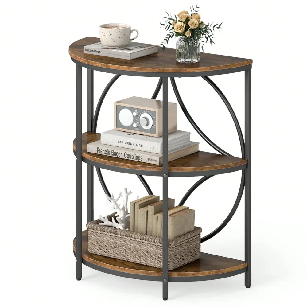 Half Round End Table W Study Metal Frame Storage Shelves For Living Room
Half Round End Table W Study Metal Frame Storage Shelves For Living Room