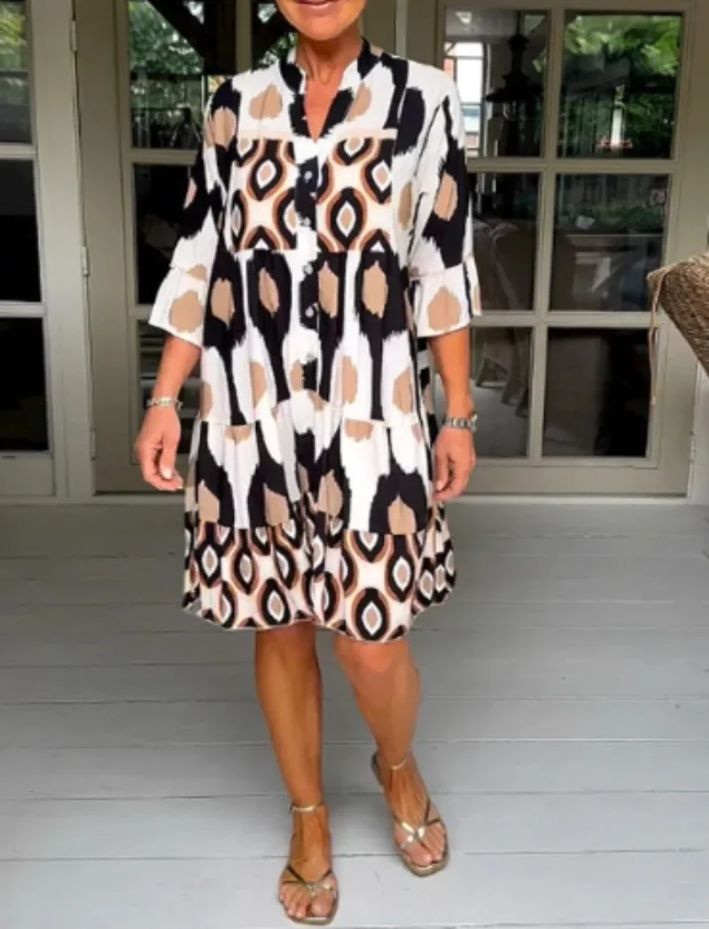 Women Print Dress New Fashion V Neck Casual Loose Spring Summer Female Pullover Elegant Street Short Clothing
Women Print Dress New Fashion V Neck Casual Loose Spring Summer Female Pullover Elegant Street Short Clothing