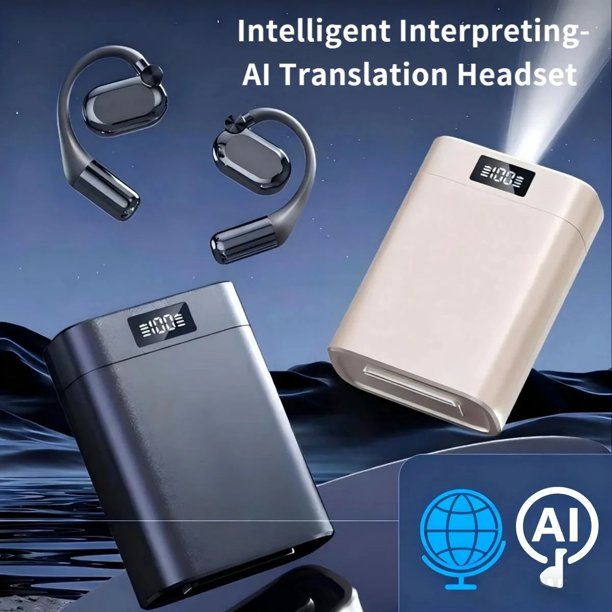 Travel Essentials AI Translation Bluetooth Wireless Ear-hook Headphones Power Bank Charge Phone LED Headsets For Sport Music
Travel Essentials AI Translation Bluetooth Wireless Ear-hook Headphones Power Bank Charge Phone LED Headsets For Sport Music