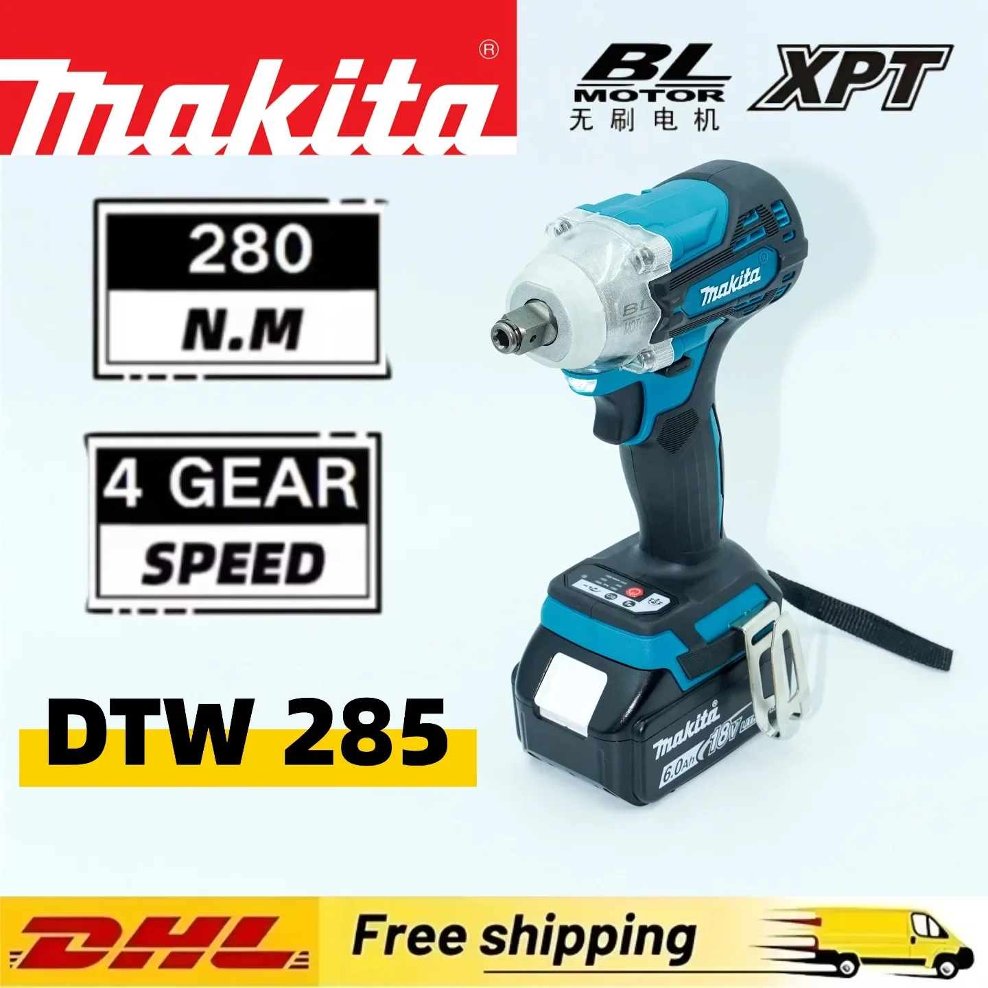 Makita DTW285 lithium impact wrench, high torque brushless motor, automotive repair tire, 18V lithium power tool
Makita DTW285 lithium impact wrench, high torque brushless motor, automotive repair tire, 18V lithium power tool