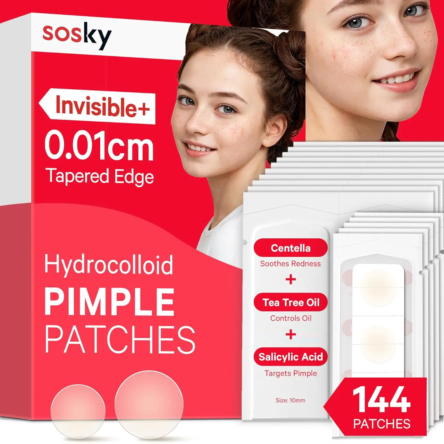 Invisible Hydrocolloid Acne Patches, 144 Count - FSA/HSA Eligible Zit Stickers with Salicylic Acid
Invisible Hydrocolloid Acne Patches, 144 Count - FSA/HSA Eligible Zit Stickers with Salicylic Acid