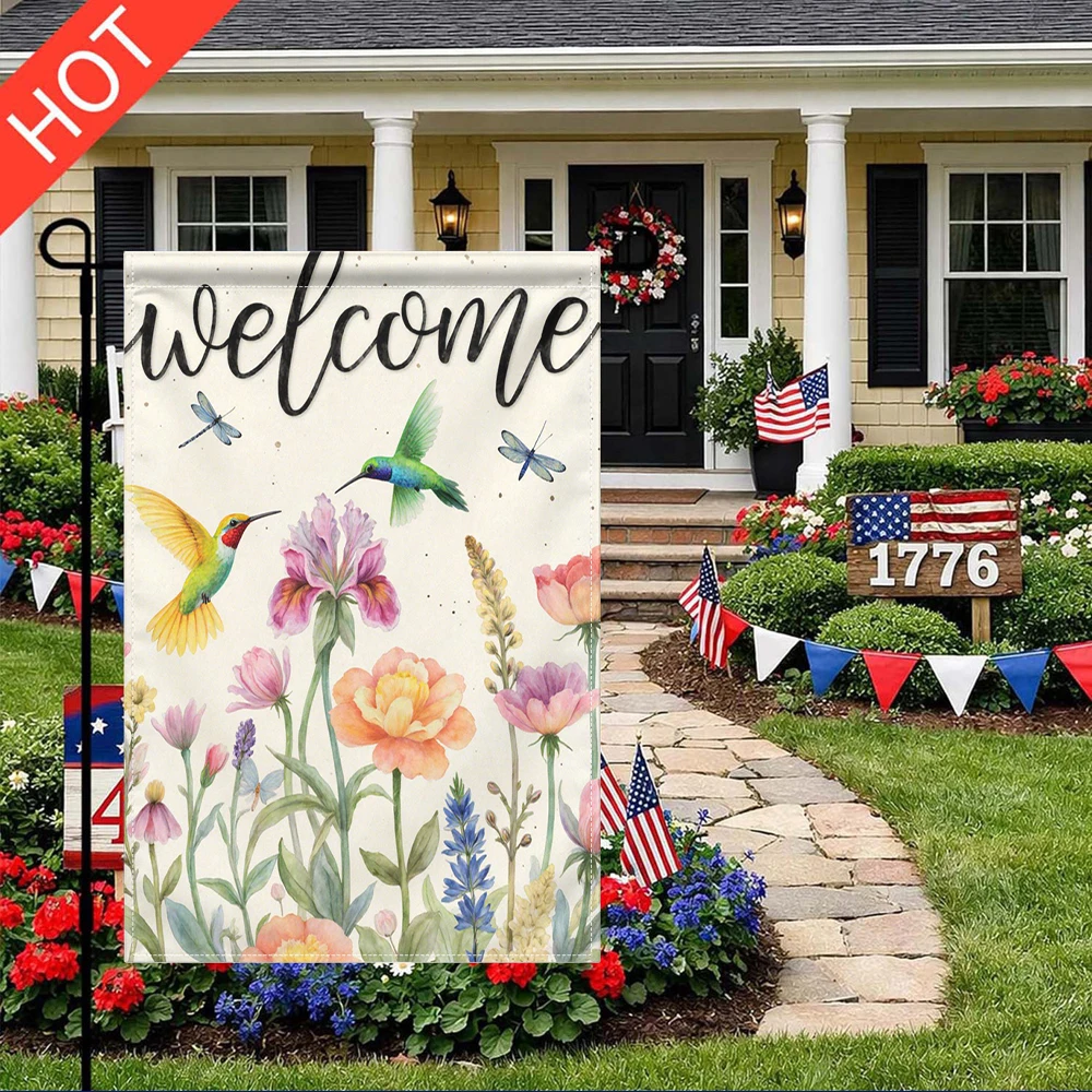 Welcome Hummingbird Floral Garden Flag Double Sided Print No Pole Included, Spring Summer Outdoor Yard Decor
Welcome Hummingbird Floral Garden Flag Double Sided Print No Pole Included, Spring Summer Outdoor Yard Decor
