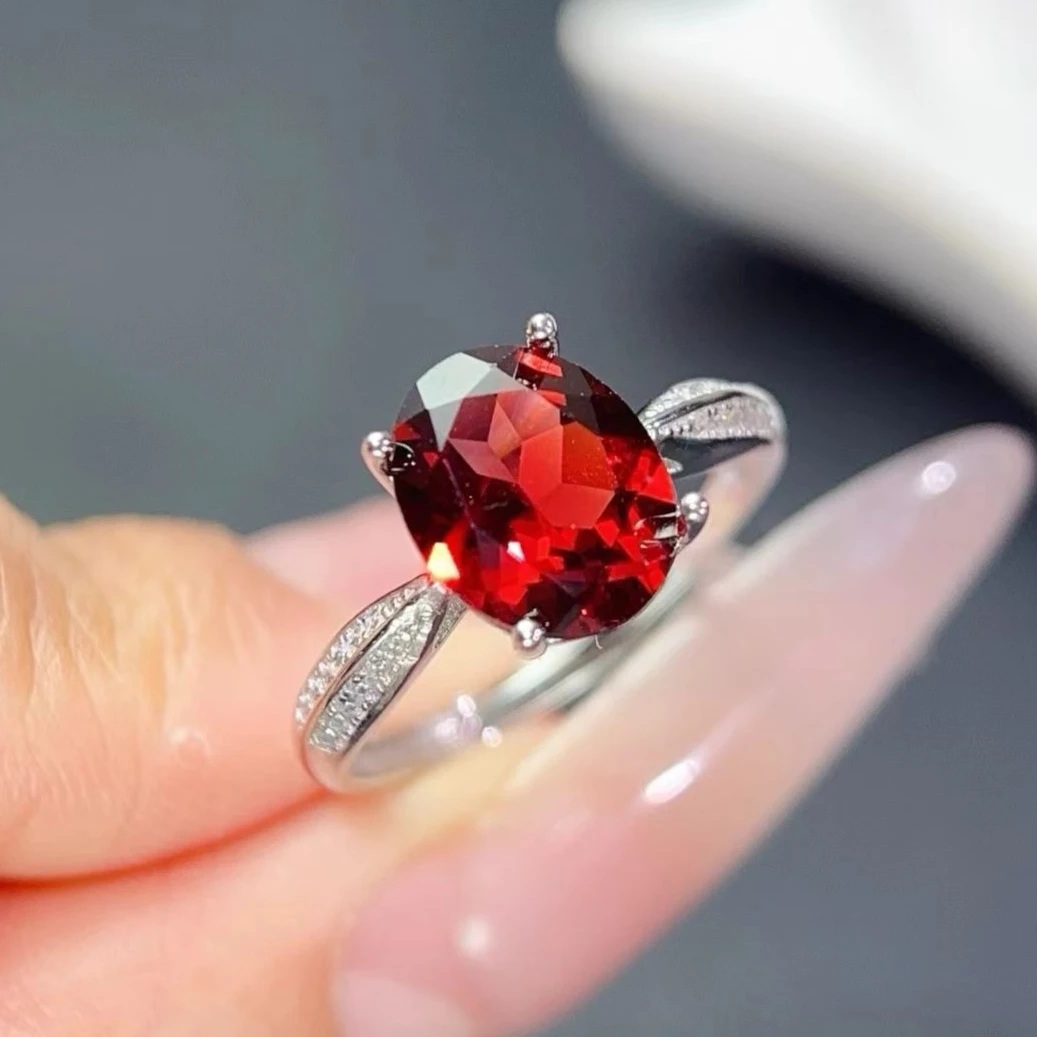 925 Silver Natural Garnet Ring 8x10mm Genuine Garnet Jewelry with Certificate Gold Plated Silver Red Gemstone Ring for Women
925 Silver Natural Garnet Ring 8x10mm Genuine Garnet Jewelry with Certificate Gold Plated Silver Red Gemstone Ring for Women