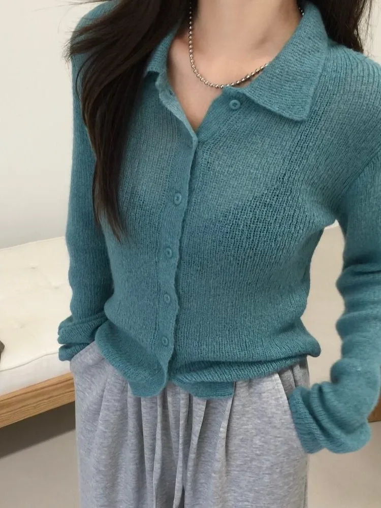 Chic Autumn New Versatile Women's Long Sve Knitted irt Retro Collar Single Button Gentle Wind Polyester Fiber 00%
Chic Autumn New Versatile Women's Long Sve Knitted irt Retro Collar Single Button Gentle Wind Polyester Fiber 00%