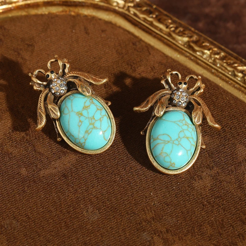 Large Bee Gold Color Vintage Turquoise Earrings Drop Pendant Rhinestone Unique Pattern Nature Stone For Ladies 2026 Party
Large Bee Gold Color Vintage Turquoise Earrings Drop Pendant Rhinestone Unique Pattern Nature Stone For Ladies 2026 Party