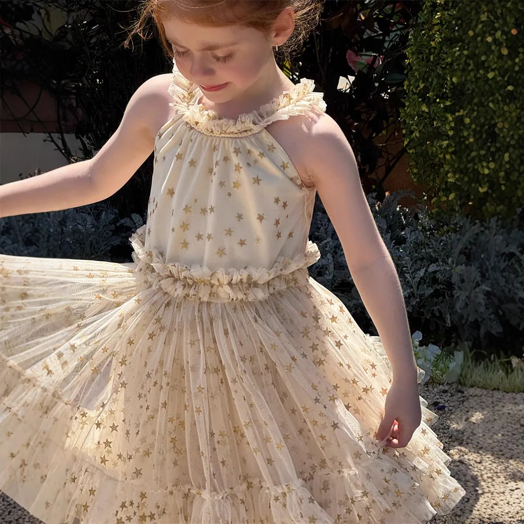 Girls Dress 2025 Summer Girls Sleeveless Hanging Neck Mesh Dress Girls Five Pointed Star Hot Diamond Sweet Princess Puff Dress
Girls Dress 2025 Summer Girls Sleeveless Hanging Neck Mesh Dress Girls Five Pointed Star Hot Diamond Sweet Princess Puff Dress