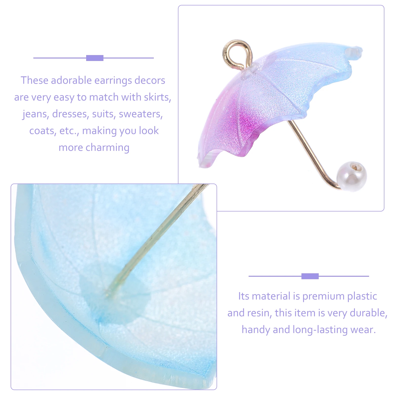 4Pcs Umbrella Earring Accessories Premium Acrylic Mini Pendant Jewelry Making Bright Color Necklace Keychain Craft Lovely Ear
4Pcs Umbrella Earring Accessories Premium Acrylic Mini Pendant Jewelry Making Bright Color Necklace Keychain Craft Lovely Ear