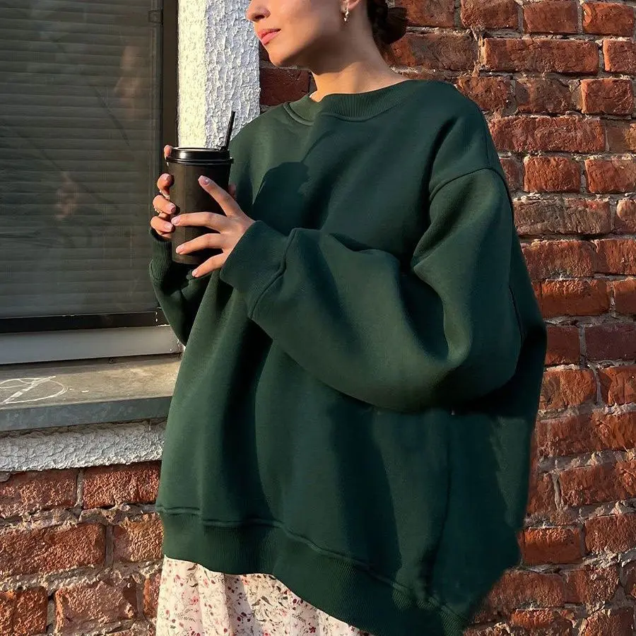 Simple Basic Long Sleeve Pullover Tops Women New Casual O-neck Loose Solid Sweatshirts Street Vintage Oversized Hoodies Y2K Top
Simple Basic Long Sleeve Pullover Tops Women New Casual O-neck Loose Solid Sweatshirts Street Vintage Oversized Hoodies Y2K Top