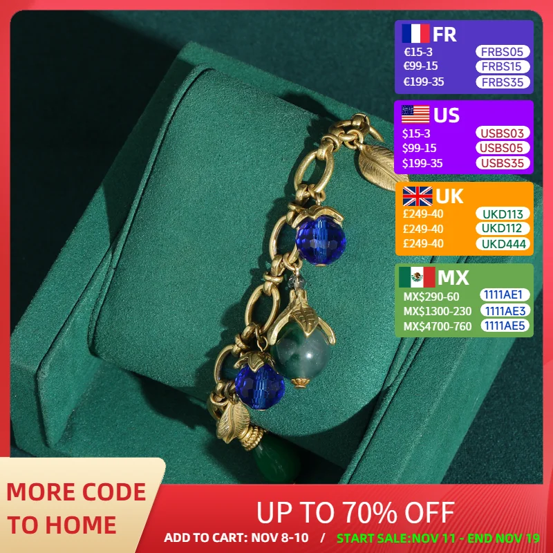 Vintage Natural Stone Green Glass Bracelet For Woman Gold Color Leaf Chain Charms Luxury Girlfriend Wedding Accessories 2025
Vintage Natural Stone Green Glass Bracelet For Woman Gold Color Leaf Chain Charms Luxury Girlfriend Wedding Accessories 2025