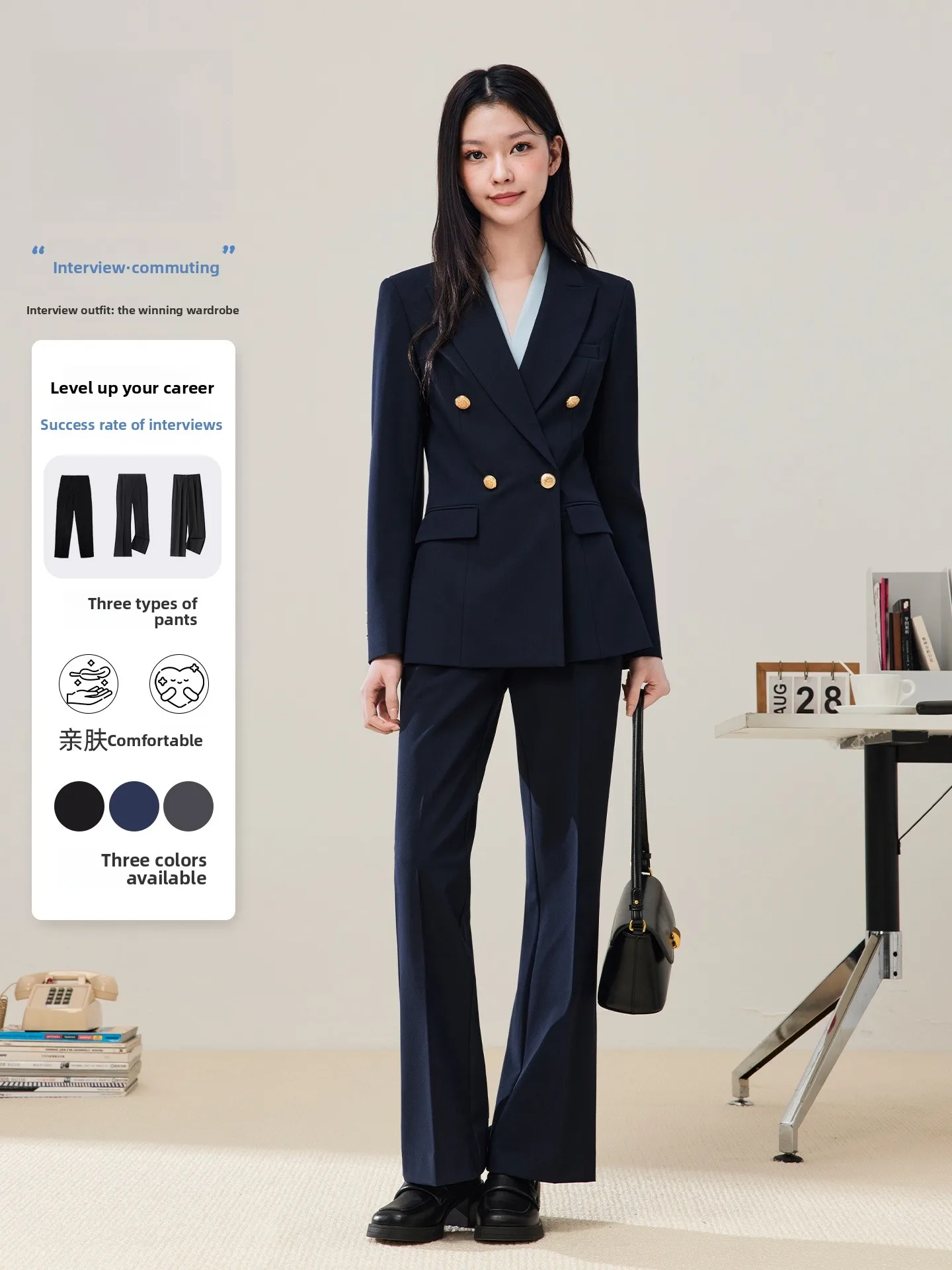 Busin Formal k Blue Suit Women's Double-Breasted Commute Profional Outfit College Student Interview Outerwear
Busin Formal k Blue Suit Women's Double-Breasted Commute Profional Outfit College Student Interview Outerwear