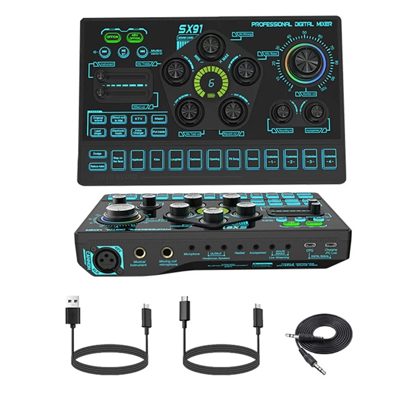SX91 Live Sound Card USB Sound Mixer Professional Audio Mixing Console Amplifier For Live Sing PC Laptop Cellphone
SX91 Live Sound Card USB Sound Mixer Professional Audio Mixing Console Amplifier For Live Sing PC Laptop Cellphone