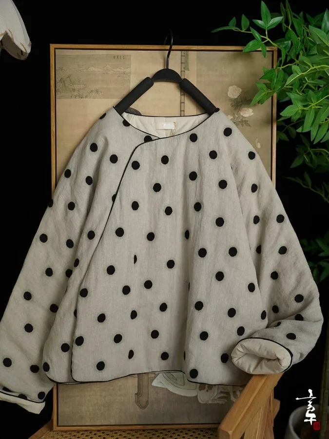 Retro Cotton lin Polka Dot Overhead Coat Long Sve round Ne Loose Casual Women's Clothing plus Size Winter Jaet
Retro Cotton lin Polka Dot Overhead Coat Long Sve round Ne Loose Casual Women's Clothing plus Size Winter Jaet