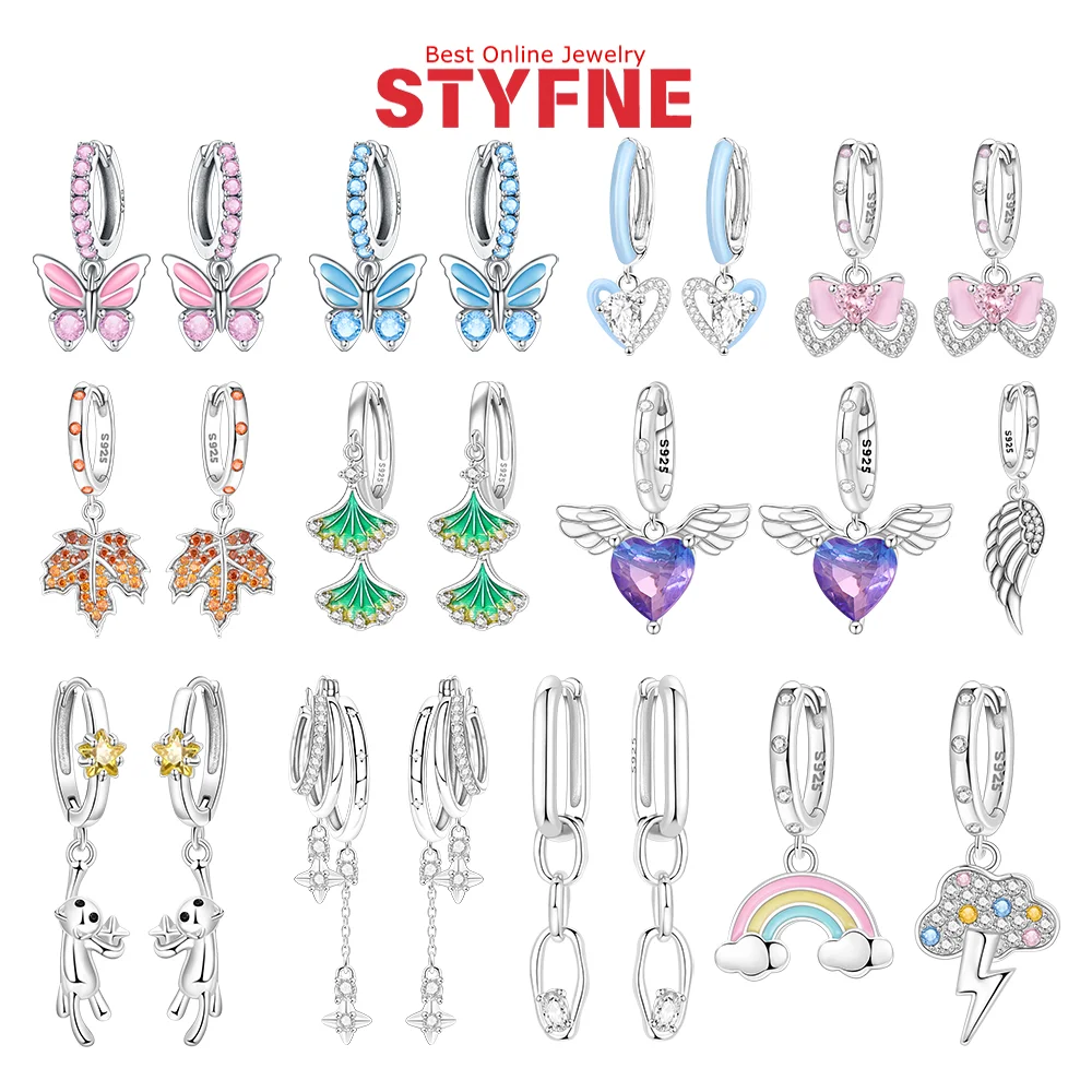 Earrings 925 Silver Heart Shaped Wings Butterfly Maple Leaf Stars Cat Wear It in Duplicate Hoop Earrings Women Jewelry Gift
Earrings 925 Silver Heart Shaped Wings Butterfly Maple Leaf Stars Cat Wear It in Duplicate Hoop Earrings Women Jewelry Gift