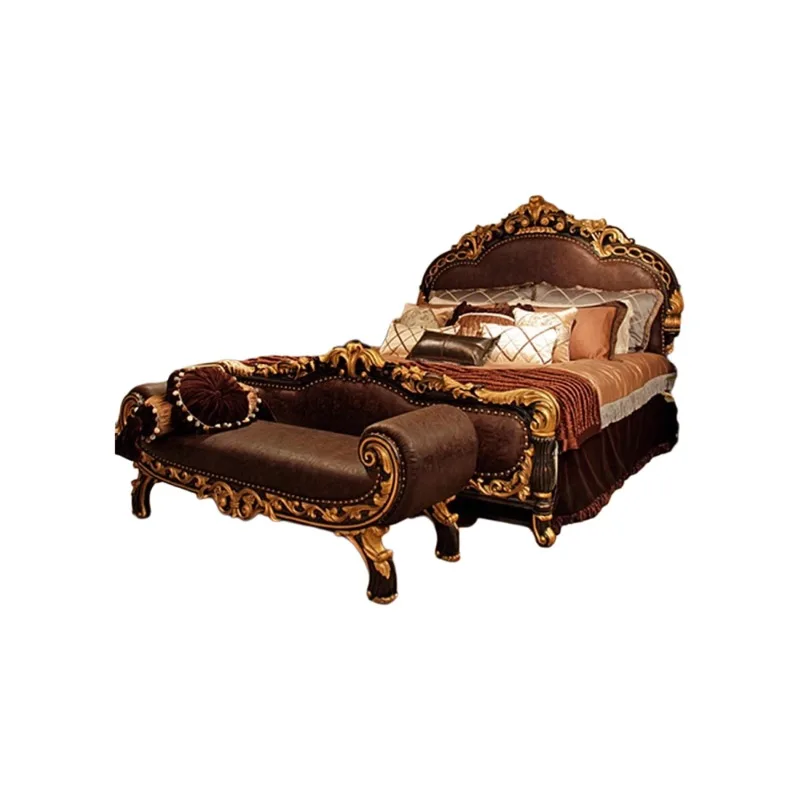 Luxury European style villa furniture solid wood carving flower leather 1.8 meters double bed
Luxury European style villa furniture solid wood carving flower leather 1.8 meters double bed