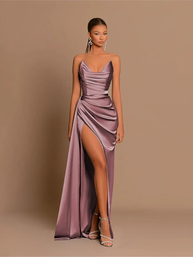 Elegant Strapless Solid Color Evening Dress Bodycon Maxi Dress 2026 Women's V Neck Slit Blue Maxi Dress Women Summer Party Dress
Elegant Strapless Solid Color Evening Dress Bodycon Maxi Dress 2026 Women's V Neck Slit Blue Maxi Dress Women Summer Party Dress
