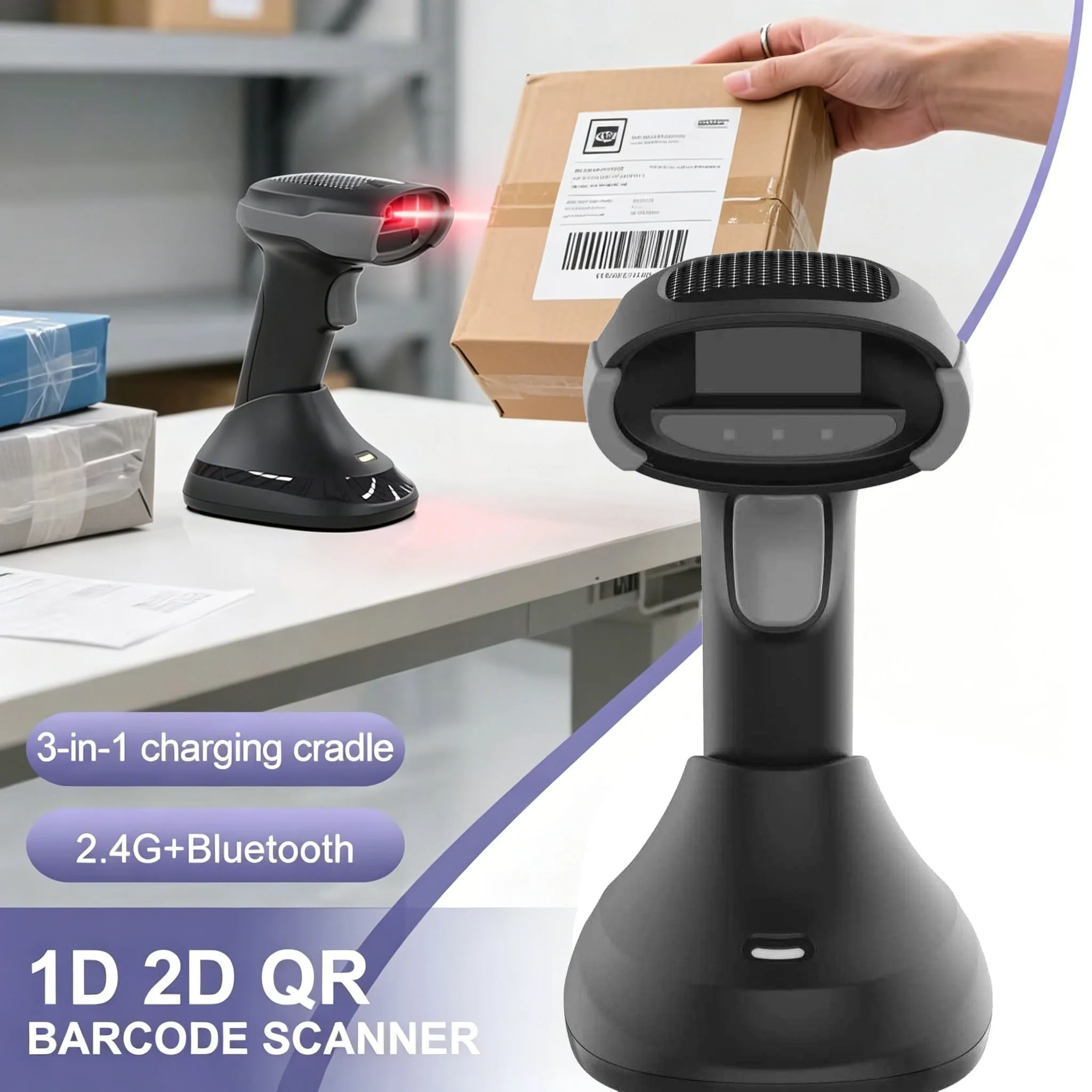 Wireless 2D Barcode Scanner 1D 2D QR Code Reader with Base Bluetooth 2.4G 300K Pixels
Wireless 2D Barcode Scanner 1D 2D QR Code Reader with Base Bluetooth 2.4G 300K Pixels