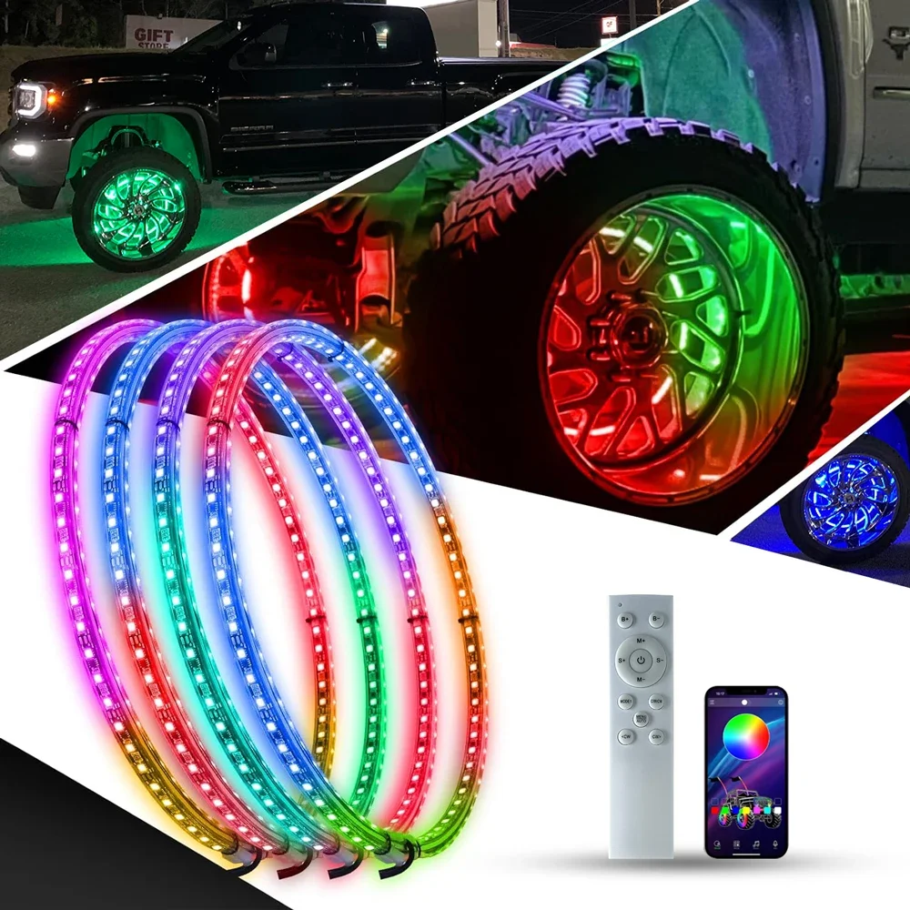 HAMRVL 4Pcs APP/Remote Car Hub Light For 15.5in Wheel Decorative Lamp Waterproof 12V LED With Brake Steering Phantom Neon Lamp
HAMRVL 4Pcs APP/Remote Car Hub Light For 15.5in Wheel Decorative Lamp Waterproof 12V LED With Brake Steering Phantom Neon Lamp