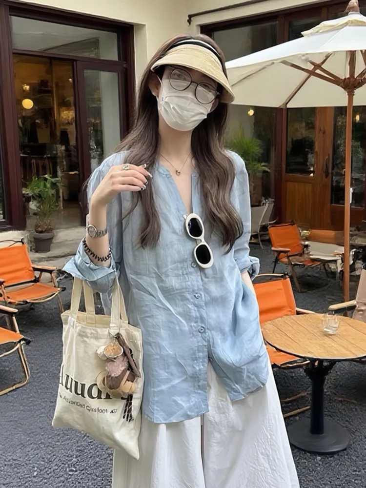 Loose Fit Linen Sun Protection Shirt Women's Summer Lightweight Casual Vintage Shirt Hemp Top Relaxing Style Long Sleeve V-Neck
Loose Fit Linen Sun Protection Shirt Women's Summer Lightweight Casual Vintage Shirt Hemp Top Relaxing Style Long Sleeve V-Neck