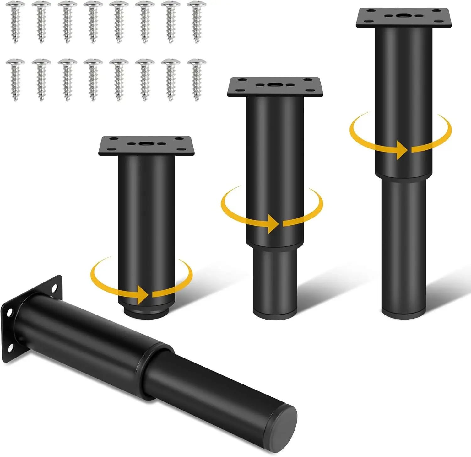 Adjustable Metal Furniture Legs (7.08-11.81Inches) - Set of 4, Perfect for Bed, Sofa, Dresser, Chair, and Coffee Table - Black
Adjustable Metal Furniture Legs (7.08-11.81Inches) - Set of 4, Perfect for Bed, Sofa, Dresser, Chair, and Coffee Table - Black