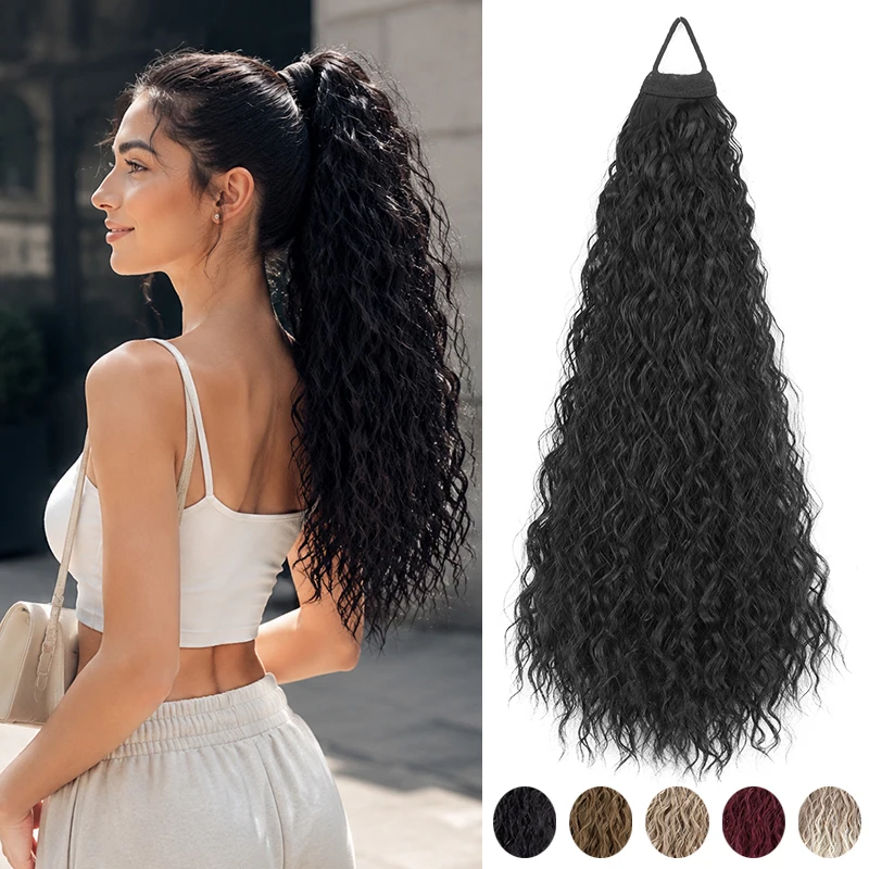 26Inch Synthetic Fluffy Water Wave Ponytail Elastic Rubber Band Long Curly Hair Extensions Hair Accessory for Women Daily Use
26Inch Synthetic Fluffy Water Wave Ponytail Elastic Rubber Band Long Curly Hair Extensions Hair Accessory for Women Daily Use