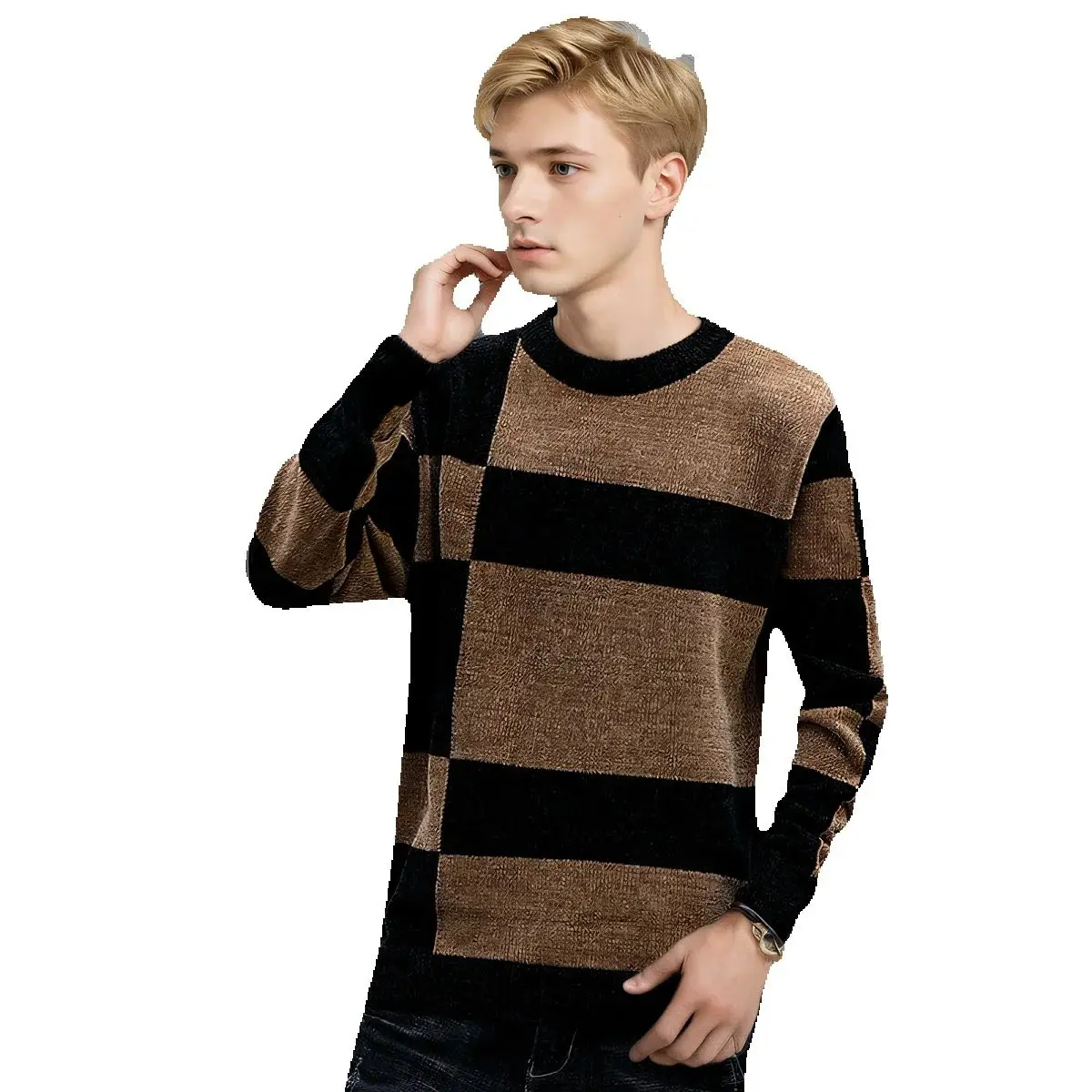Autumn and Winter Striped Mens Boys Jumper Thick Warm Pullover Men's O Neck Basic Casual Korean Fashion Slim Sweater
Autumn and Winter Striped Mens Boys Jumper Thick Warm Pullover Men's O Neck Basic Casual Korean Fashion Slim Sweater