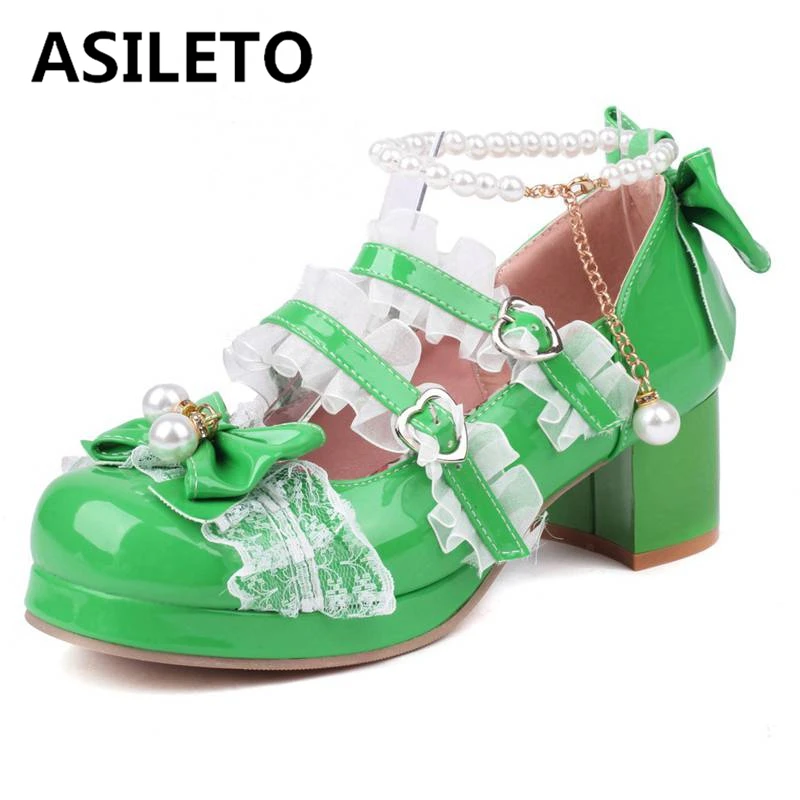 ASILETO Lolita Style Female Pumps Bowknot Beads Sweet Girls Shoes Flower Small Size Round Toe Chunky Heels 5cm Platform 1.5cm
ASILETO Lolita Style Female Pumps Bowknot Beads Sweet Girls Shoes Flower Small Size Round Toe Chunky Heels 5cm Platform 1.5cm